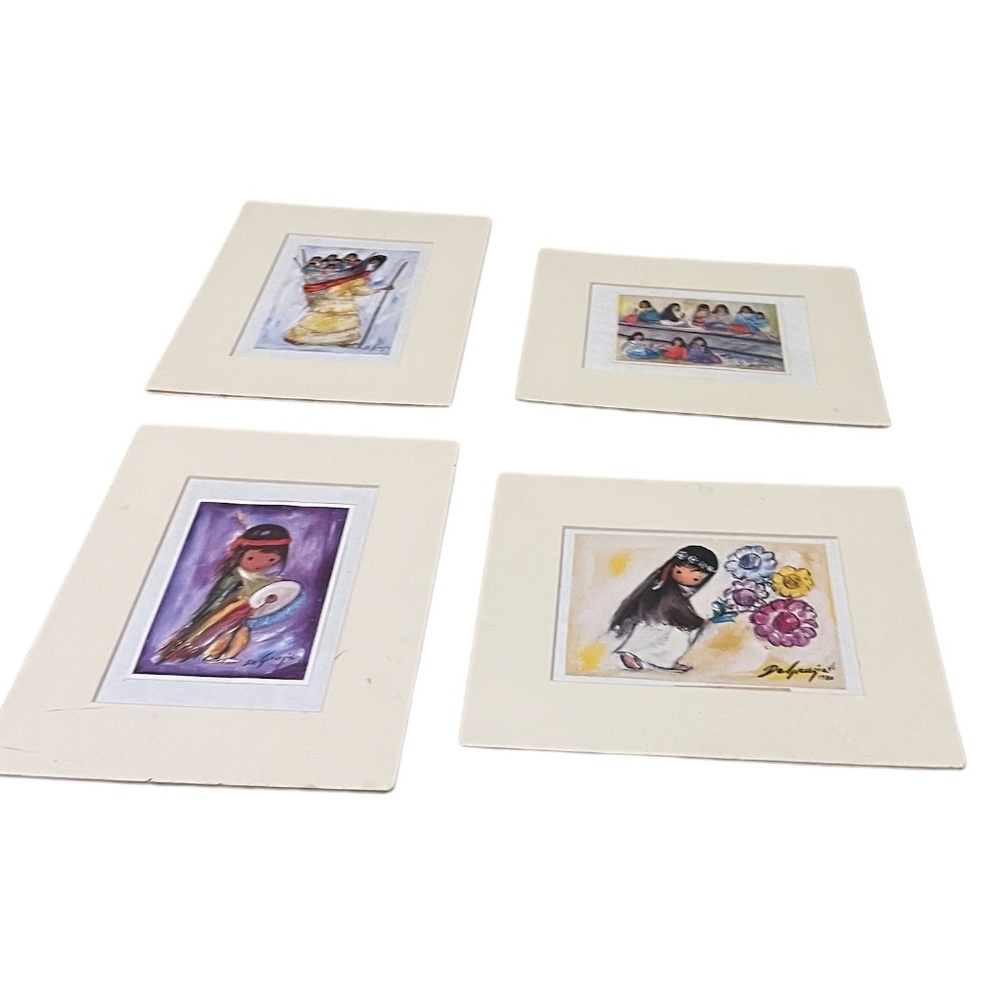 Ted DEGRAZIA Signed Paper Reproduction‎ Native American Children Series Matted